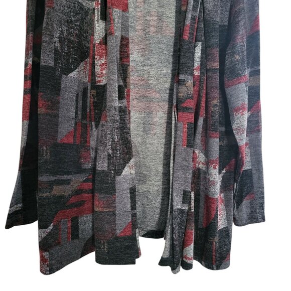 SOUTHERN LADY | Open Front Multi-Color Geo Print Casual Cardigan - Picture 5 of 6